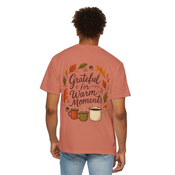 Grateful for Warm Moments T-shirt | Autumn mugs and leaves design - Picture 3 of 5